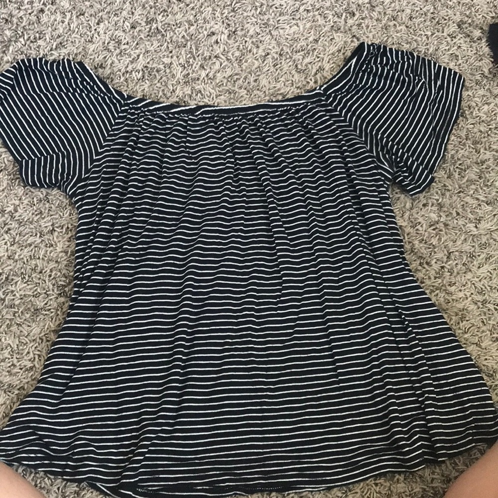 off the shoulder striped blouse